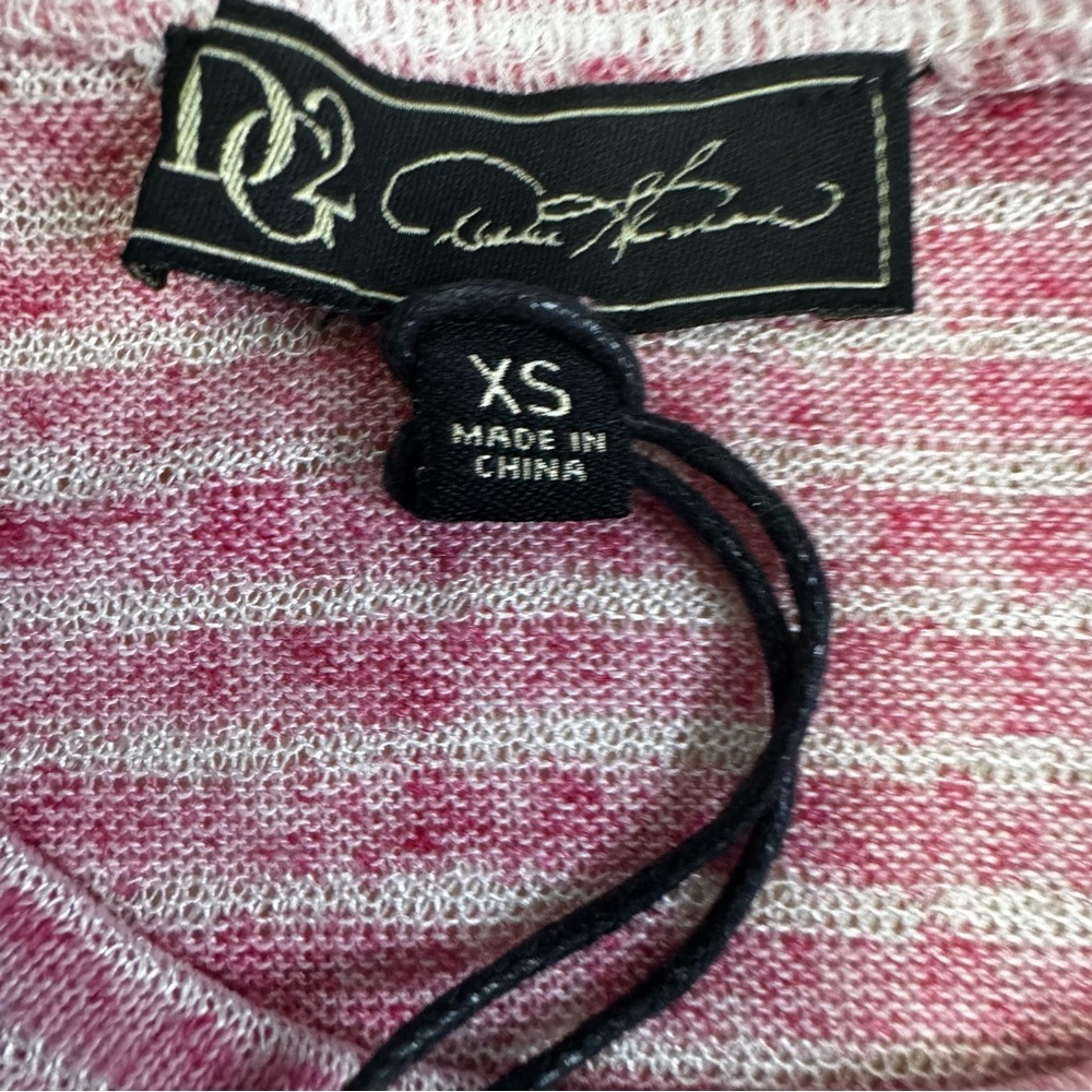 DG2 by Diane Gilman Pink and White Raspberry Striped Peplum Top Size Small NWT - Picture 4 of 8
